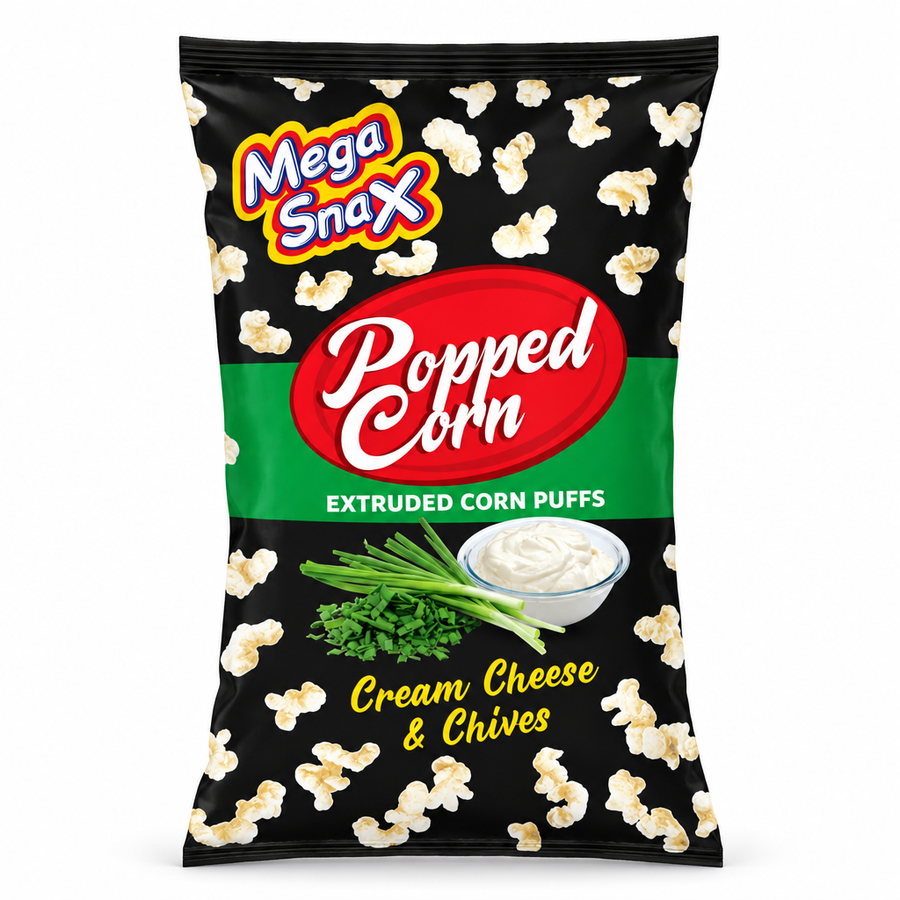 Mega Snax Popped Corn Cream Cheese & Chives 150g bag