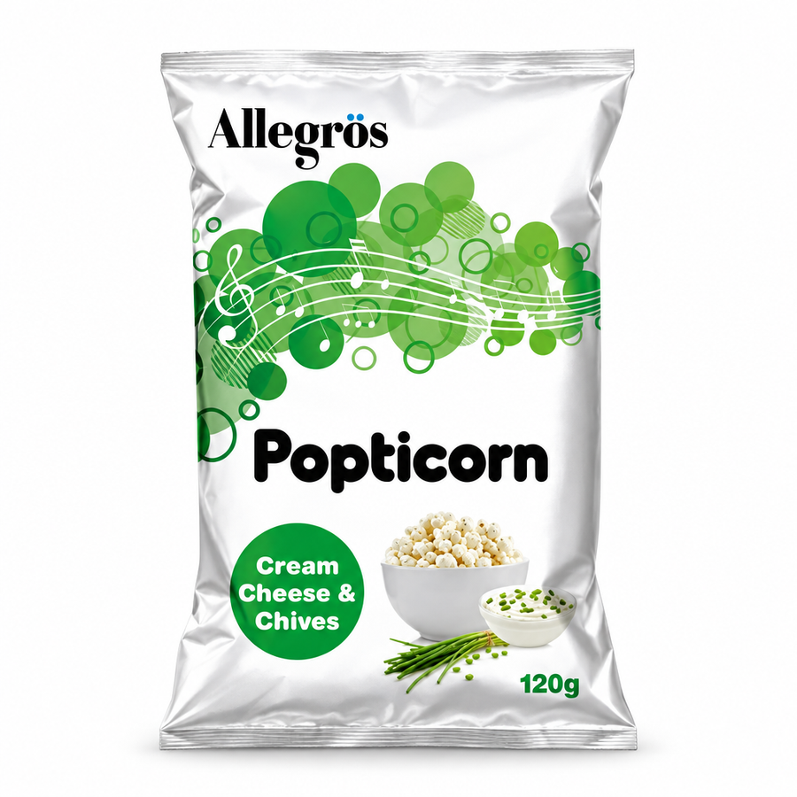 Allegros Popticorn Cream Cheese & Chives 120g bag